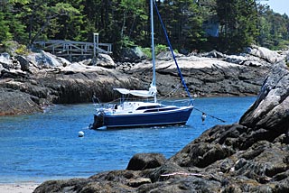 boat on mooring Maine